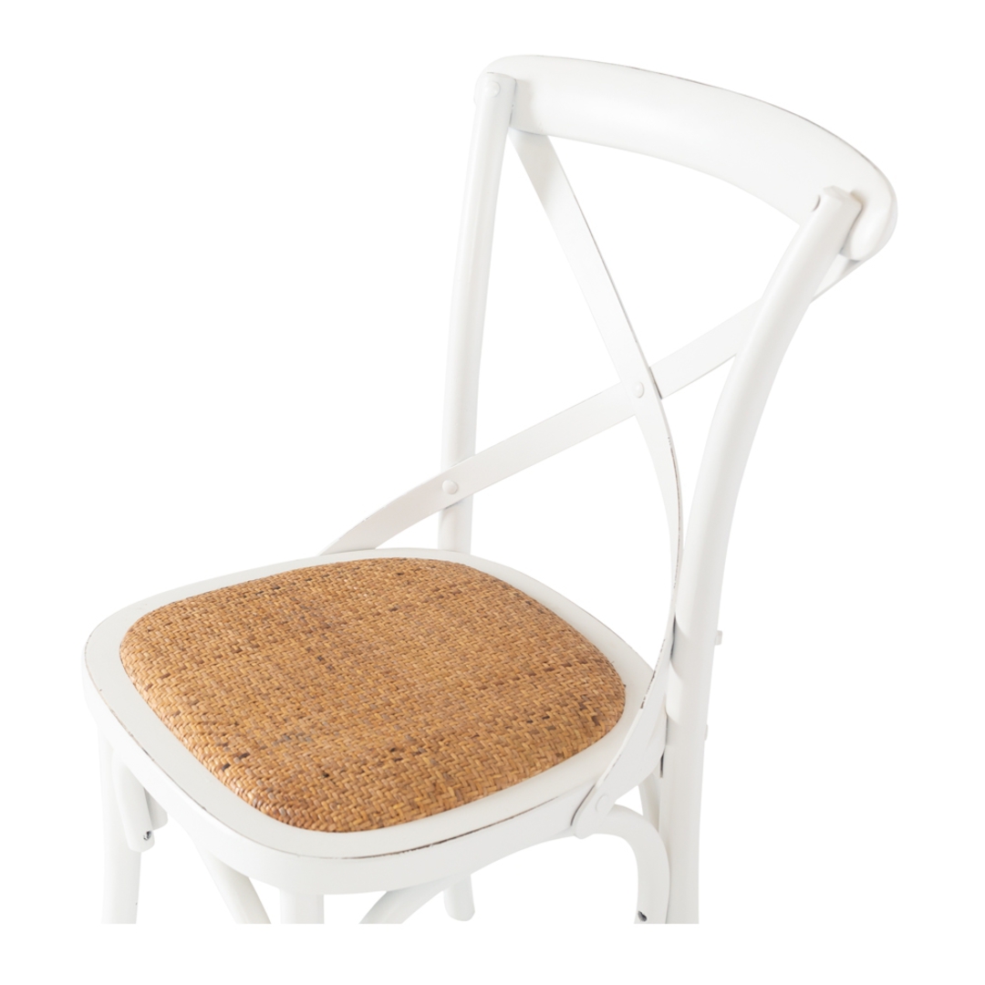 Villa X-Back Dining Chair Aged White Rattan Seat image 5